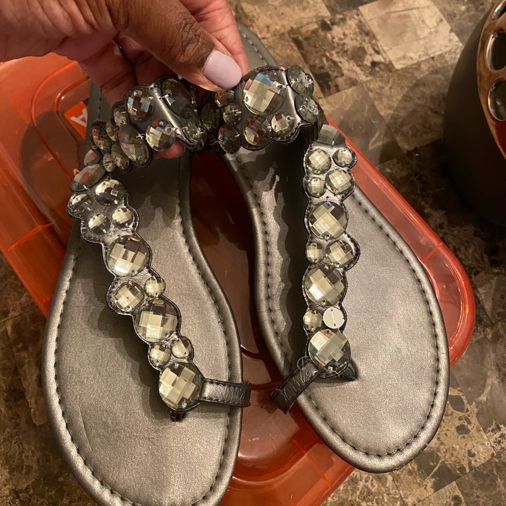 Ladies Blingy Rhinestone Sandals - Picture 2 of 5